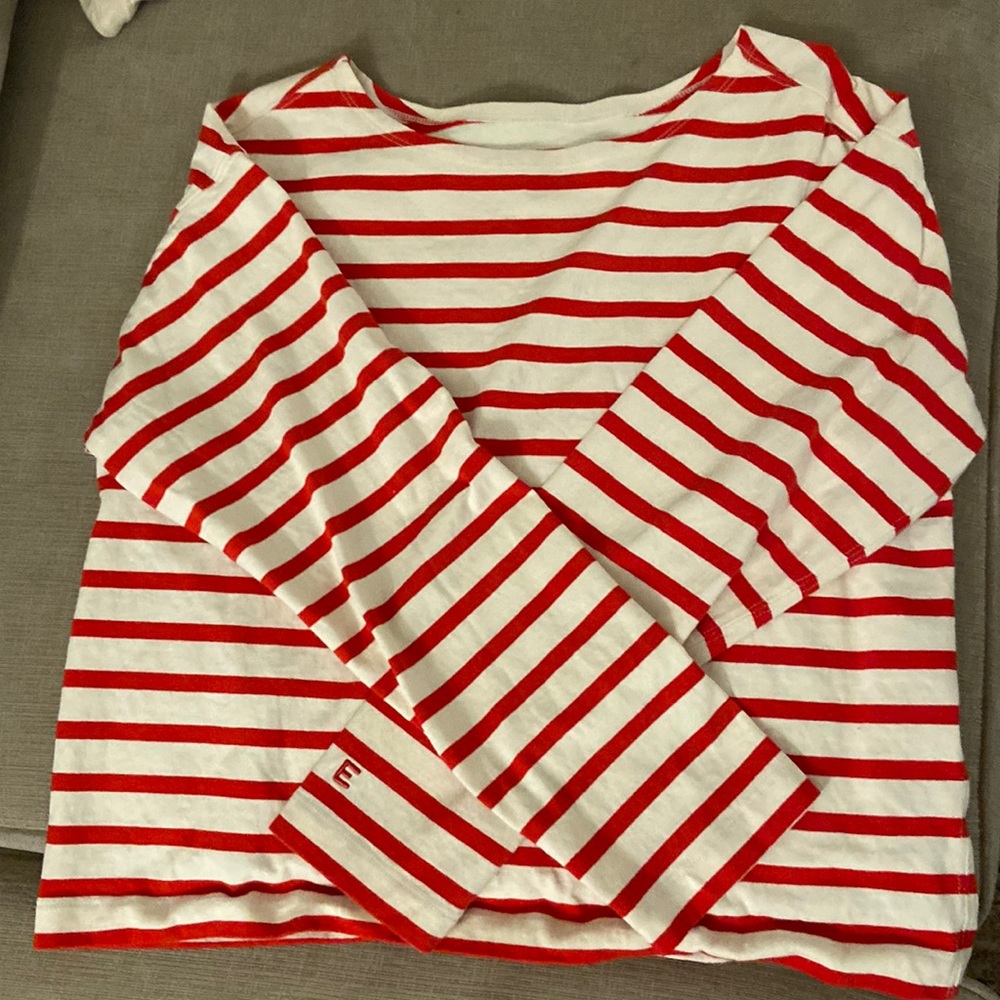 Everlane Cream and red striped long sleeve t shirt